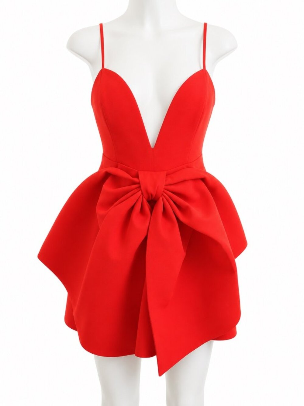 Bardot Red Bow Mini Dress With Adjustable Straps & Back Zip Closure XL